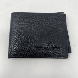 Zanzibar Bifold Mens Wallet‎ Slim Minimalist Black Faux Leather